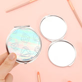 Brilliant PU Glitteβ¨Eco-Friendly Leather, Dreamy Pattern Printing, 70*70mm Round Makeup Mirror, Colorful and Availableπ, the First Choice for Gift Giving, Create Personalized Makeup